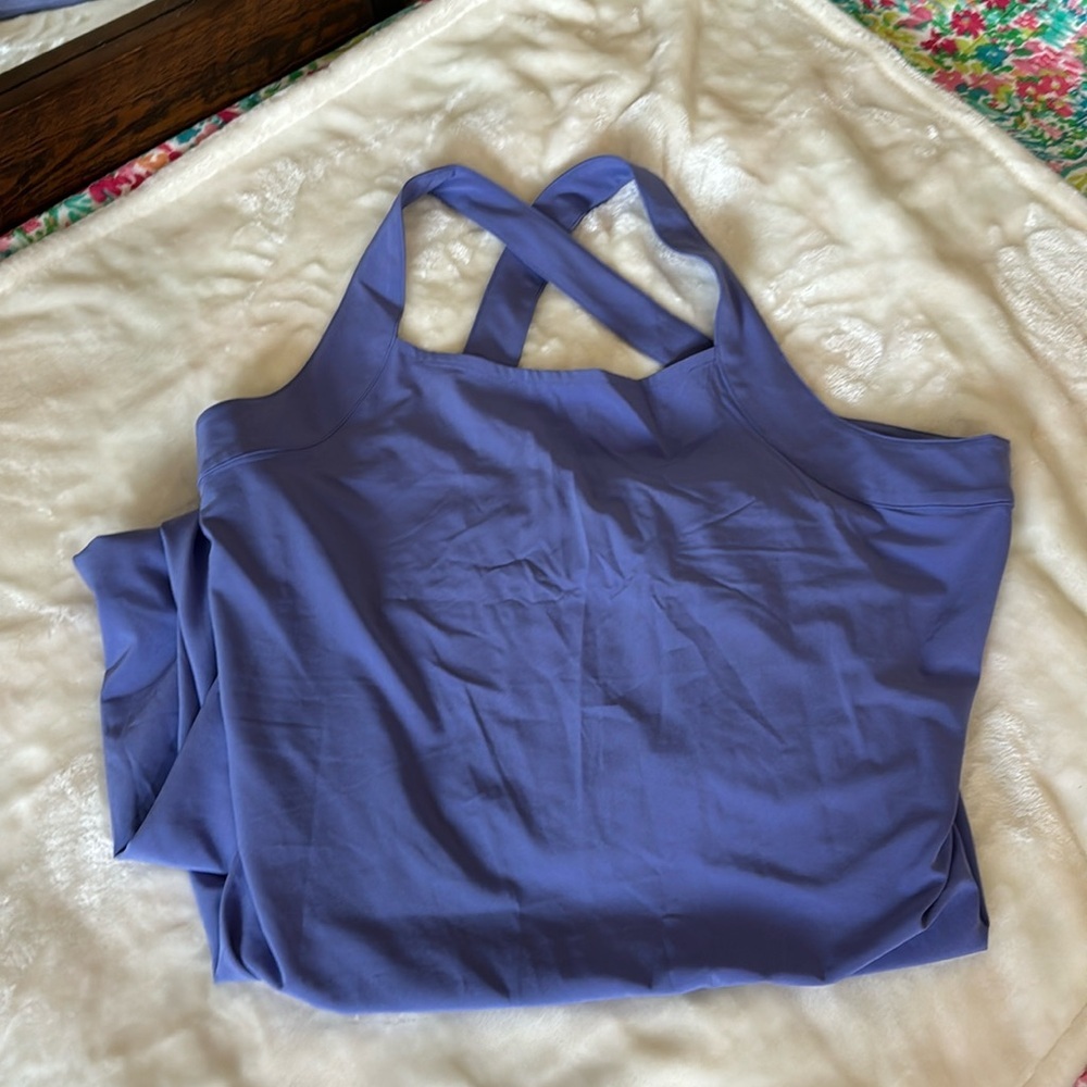 Athleta Maxi Dress Criss Cross Straps Back Side Slits Size XLarge